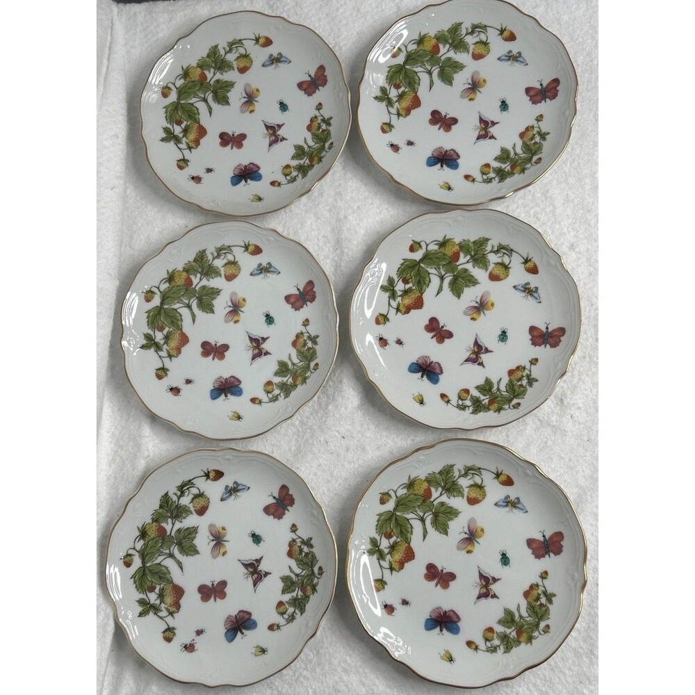 Ardalt Plates Lenwile Butterfly Strawberry Ladybug 7” Garden cottage lot of 6